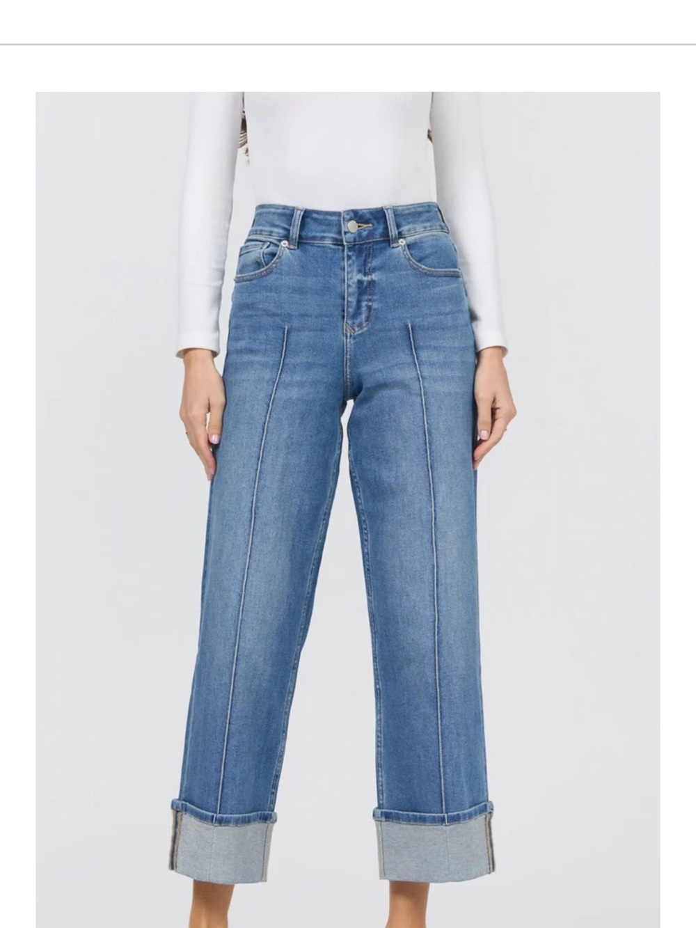 Dear John Holly High Rise Wide Leg Crop Cuffed Pintuck Seam NWT